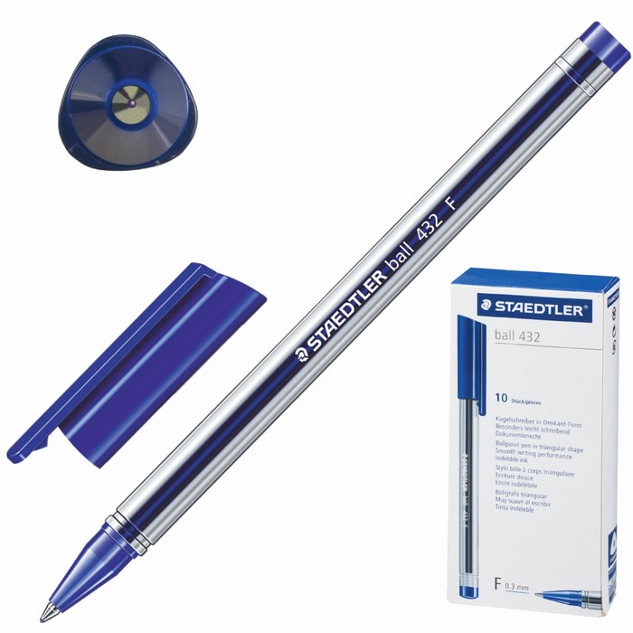 Ручка шариковая Staedtler Ball 0,3мм, трехгран, синяя, корп. прозрачн 432 F-3