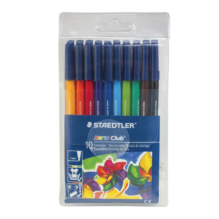 Фломастеры 10цв Staedtler Noris Club, прозрачн футляр с европодв 326WP10