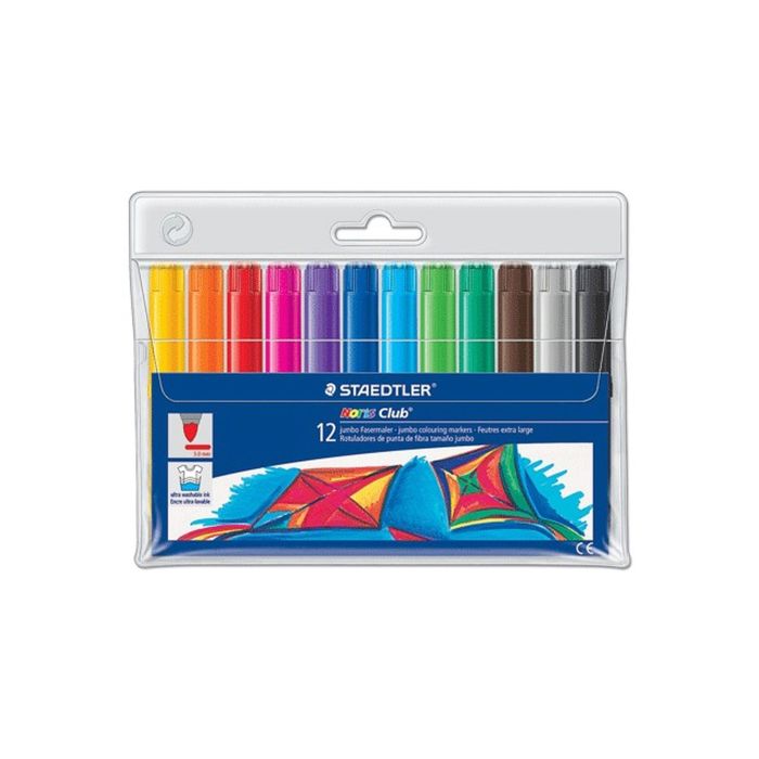 Фломастеры 12цв Staedtler Noris club jumbo 3мм, прозрачн футляр с европодв 340 WP12      2687