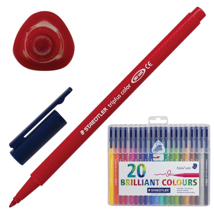 Фломастеры 20цв Staedtler Triplus 1мм, пластик футляр с европодв 323 SB20