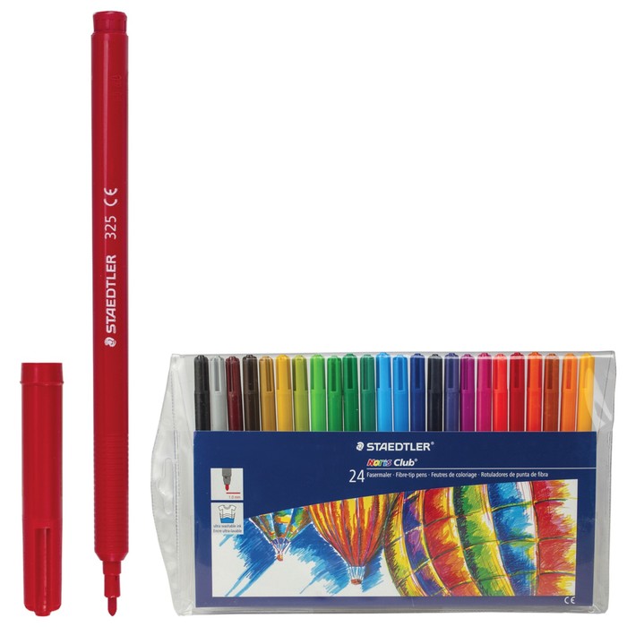 Фломастеры 24цв Staedtler Noris Club 1мм, прозрачн футляр с европодв 325 WP24