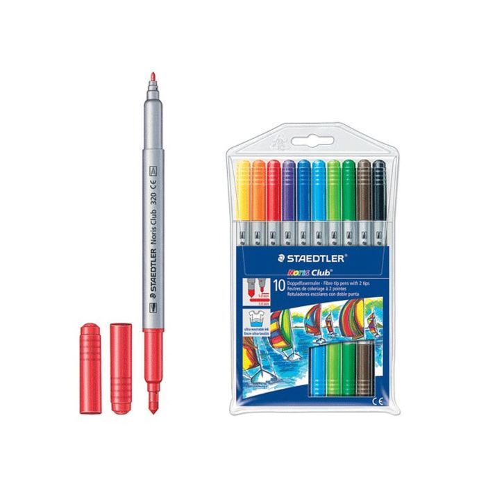 Фломастеры двухсторон 10цв Staedtler 1/3мм прозрачн футл с европодв 320 NWP10