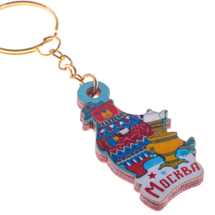 Брелок деревянный «Москва. Мишка», 2.5 х 4.9 см