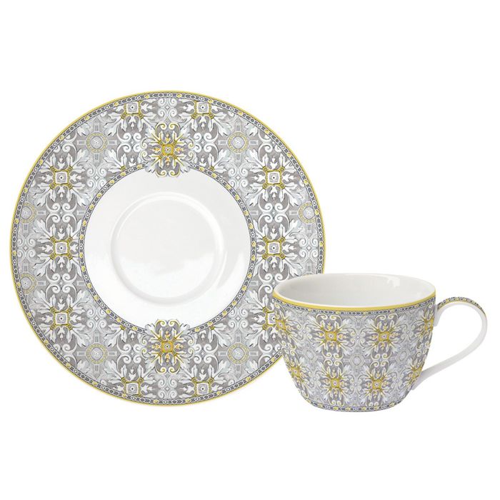 Чашка с блюдцем "Майолика", серая