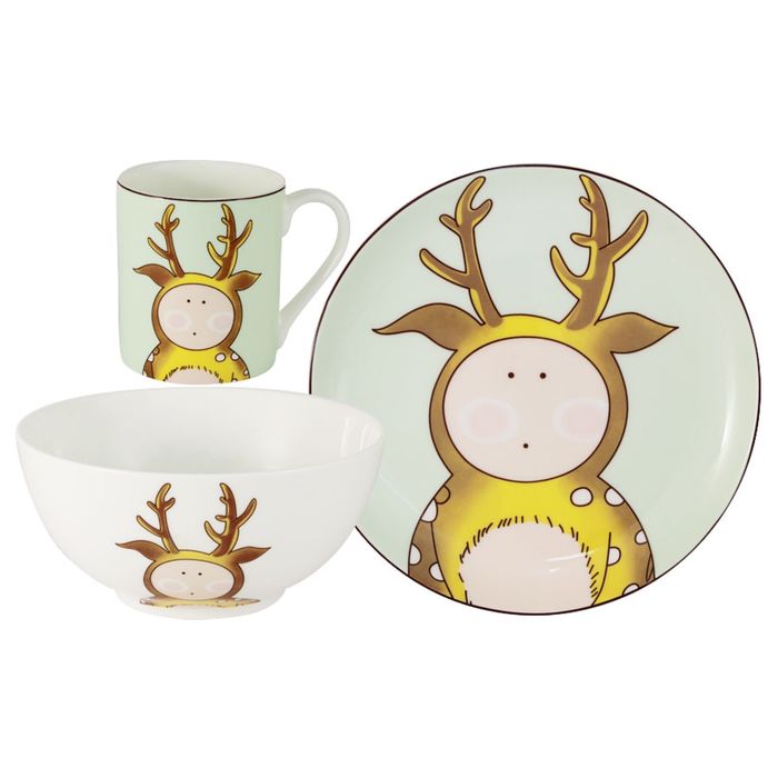 Набор из трех предметов "Оленёнок": кружка, тарелка, миска