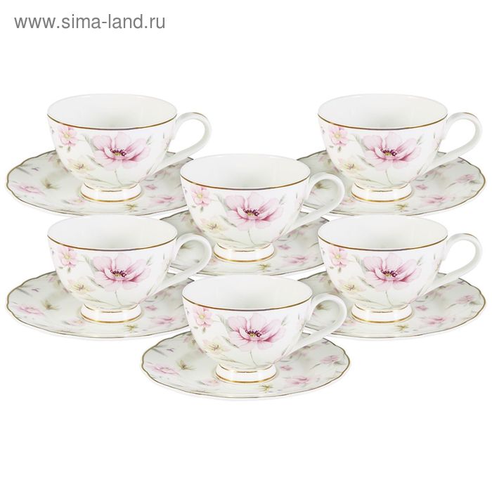 фото Набор 12 предметов "розовый танец", 6 чашек, 6 блюдец emily
