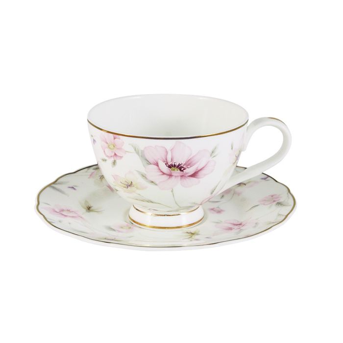 Чашка с блюдцем "Розовый танец"