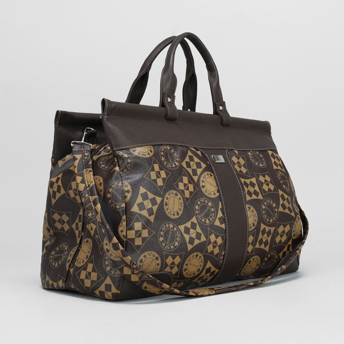 Сумка дорожная, 1 отдел на молнии, наружный карман, длинный ремень, цвет коричневый