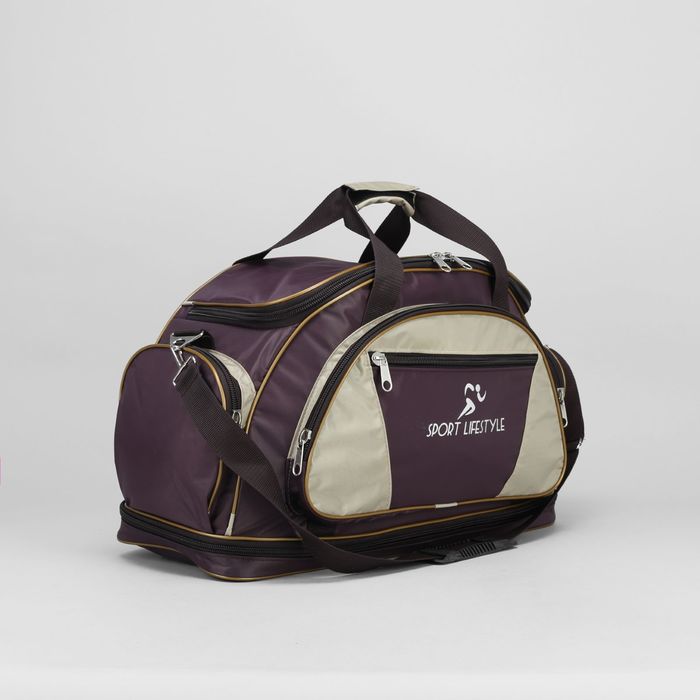 Сумка дорожная на молнии, 1 отдел, 3 наружных кармана, ремень, цвет коричневый/бежевый