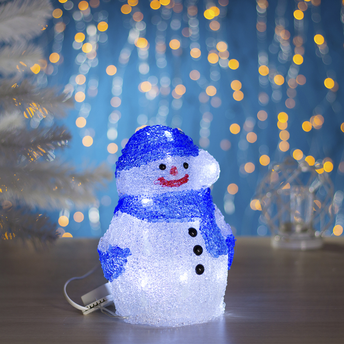 Фигура акрил. "Снеговичок голубой" 13х18х22 см, 15 LED, 220V