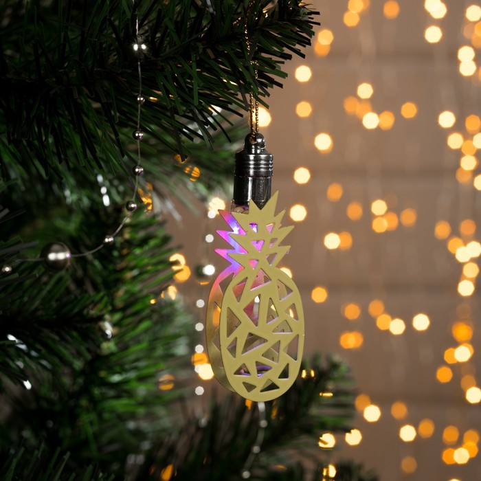 Подвеска световая "Ананас" (батарейки в комплекте), 8,5 см, 1 LED, RGB