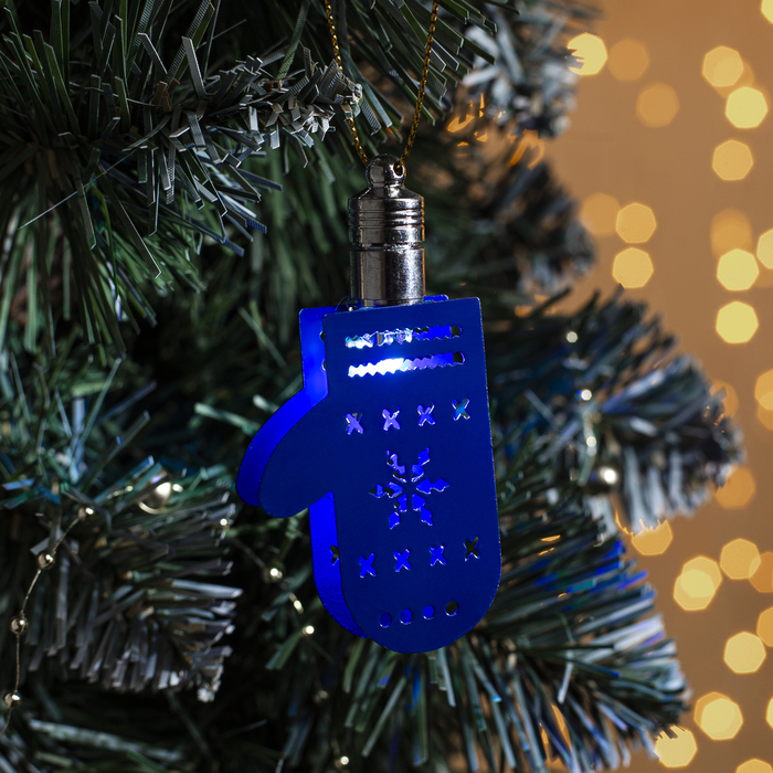 Подвеска световая "Варежка синяя" (батарейки в комплекте), 7,5 см, 1 LED, RGB