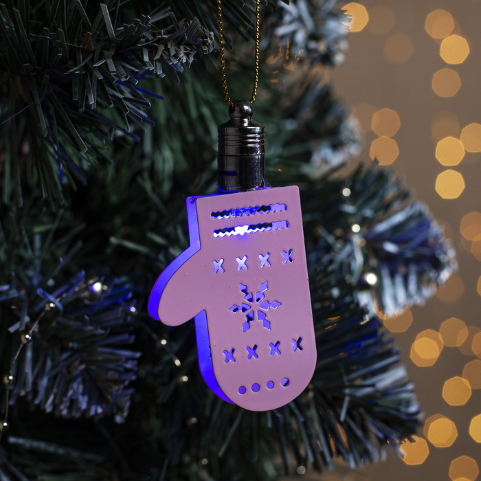 Подвеска световая "Варежка розовая" (батарейки в комплекте), 7,5 см, 1 LED, RGB
