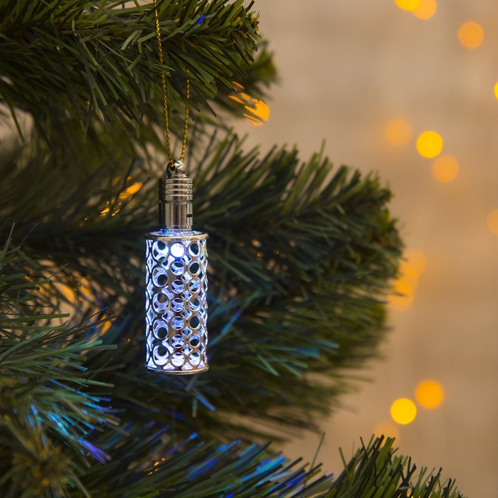 Подвеска световая "Фонарик серебряный" (батарейки в комплекте), 7 см, 1 LED, RGB