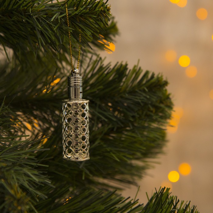 Подвеска световая "Фонарик серебряный" (батарейки в комплекте), 7 см, 1 LED, RGB