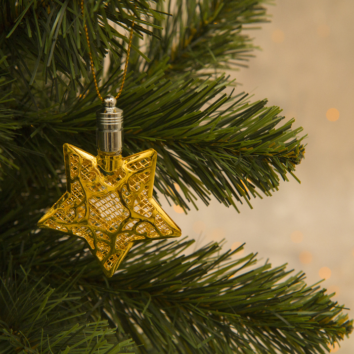 Подвеска световая "Звезда золотистая" (батарейки в комплекте), 8 см, 1 LED, RGB