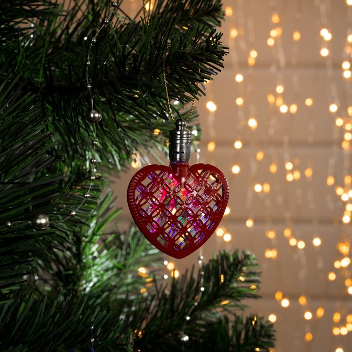 Подвеска световая "Сердце красное" (батарейки в комплекте), 7,5 см, 1 LED, RGB