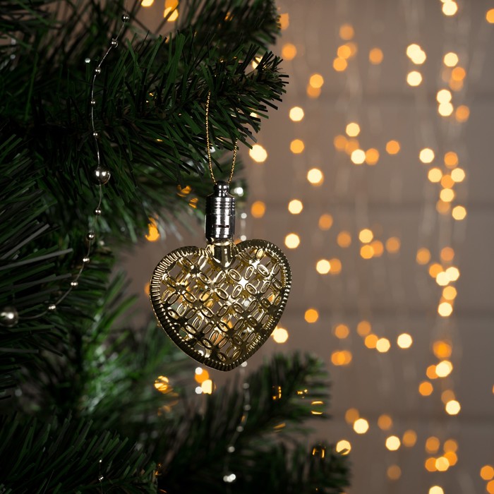 Подвеска световая "Сердце золотистое" (батарейки в комплекте), 7,5 см, 1 LED, RGB