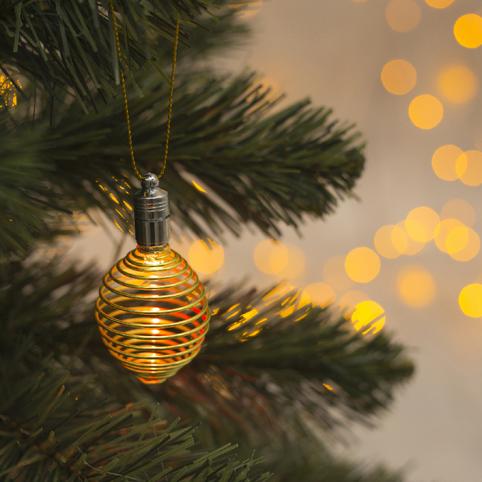 Подвеска световая "Пружинка желтая" (батарейки в комплекте), 7 см, 1 LED, RGB