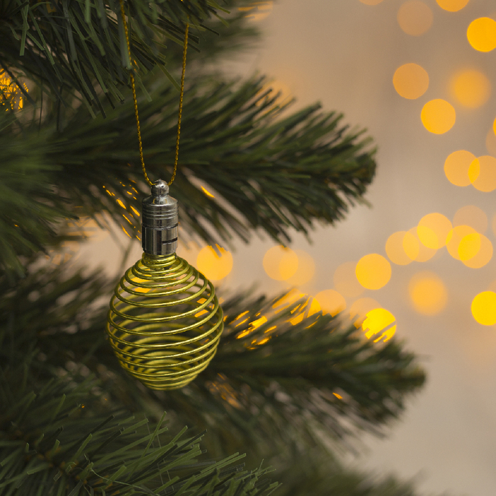 Подвеска световая "Пружинка желтая" (батарейки в комплекте), 7 см, 1 LED, RGB