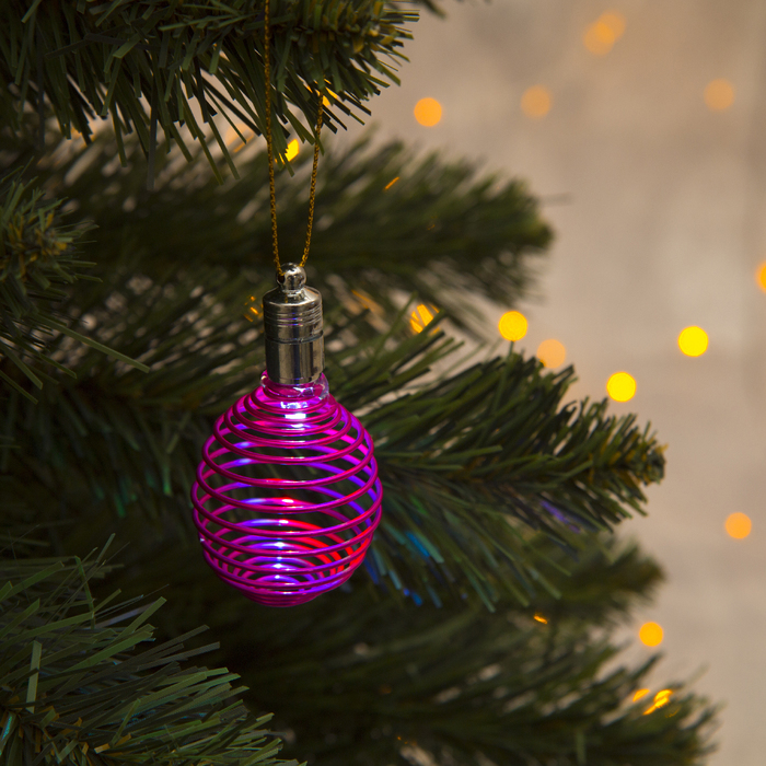 Подвеска световая "Пружинка фуксия" (батарейки в комплекте), 7 см, 1 LED, RGB