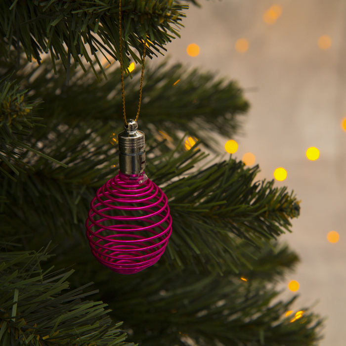 Подвеска световая "Пружинка фуксия" (батарейки в комплекте), 7 см, 1 LED, RGB