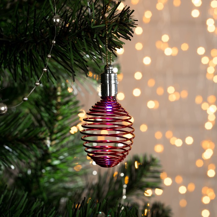 Подвеска световая "Пружинка красная" (батарейки в комплекте), 7 см, 1 LED, RGB