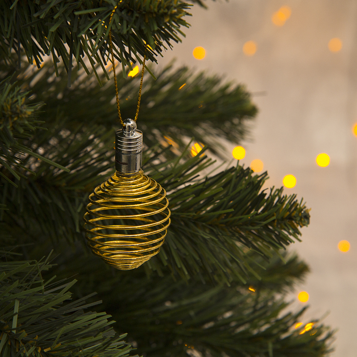 Подвеска световая "Пружинка золотистая" (батарейки в комплекте), 7 см, 1 LED, RGB