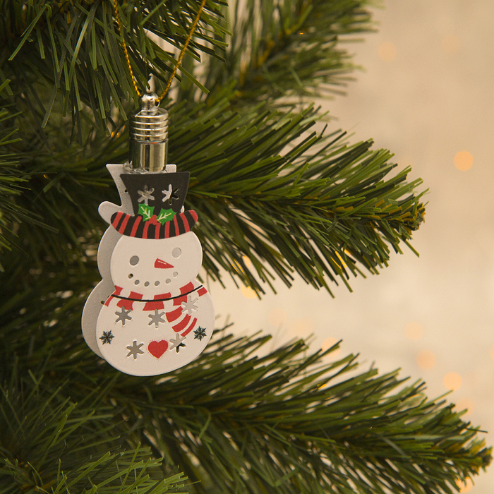 Подвеска световая "Снеговик" (батарейки в комплекте), 8,5 см, 1 LED, RGB