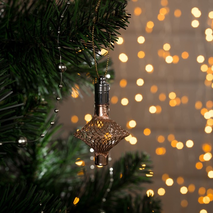 Подвеска световая "Фонарик медный" (батарейки в комплекте), 7 см, 1 LED, МУЛЬТИ