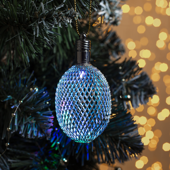 Подвеска световая "Шишка серебряная" (батарейки в комплекте), 8 см, 1 LED, RGB