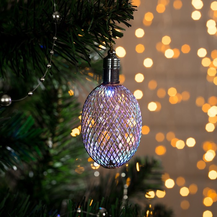 Подвеска световая "Шишка медный" (батарейки в комплекте), 8 см, 1 LED, RGB