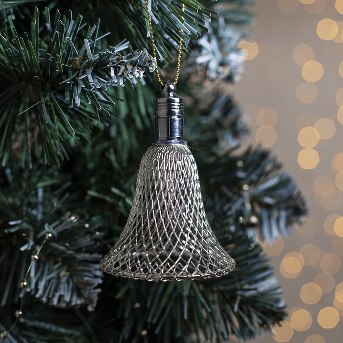 Подвеска световая "Колокольчик серебряный" (батарейки в комплекте), 7 см, 1 LED, RGB