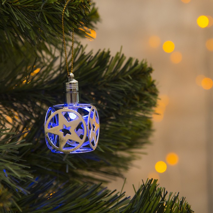 Подвеска световая "Кубик серебряный" (батарейки в комплекте), 7,5 см, 1 LED, RGB