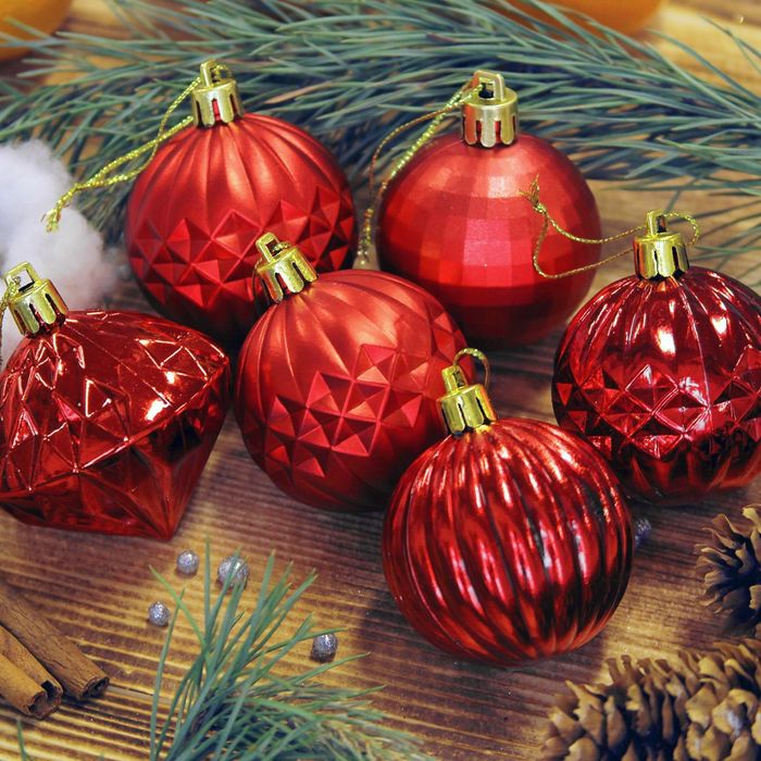 Новогодние шары "Клио" (набор 20 шт.), матовые, красные