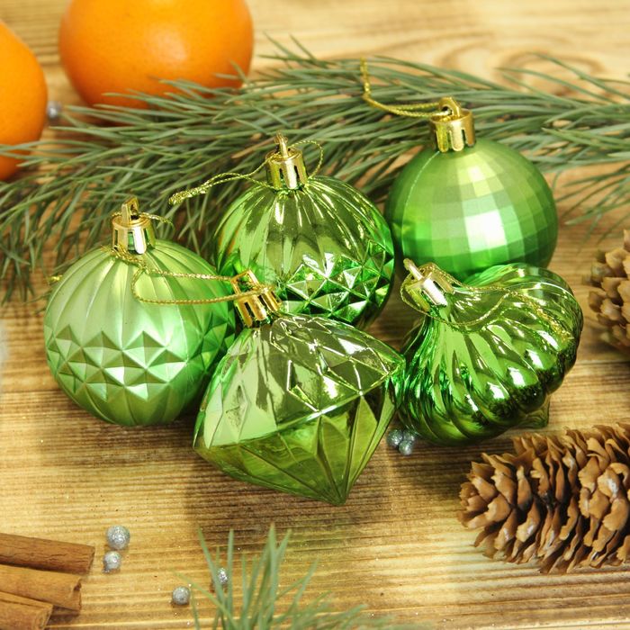 Шары новогодние "Клио" матовые, зелёные (набор 20 шт) d-4,5 см