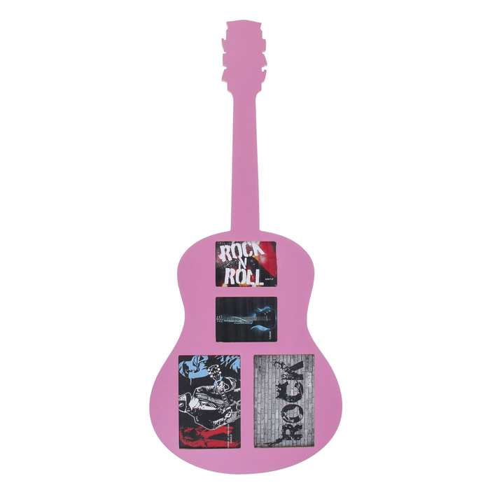 Фоторамка на 4 фото 7,5х10 см, 10х15 см "Гитара-классика" розовый