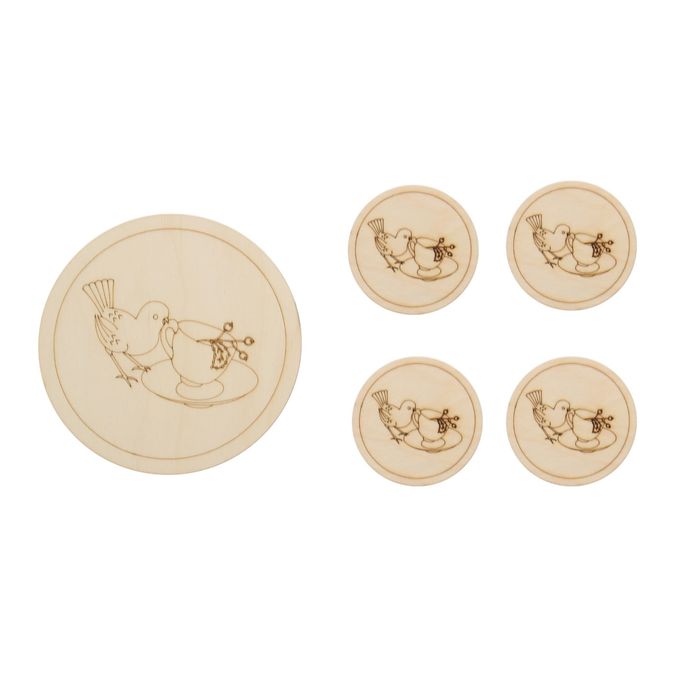 Набор подставок под горячее "Птичка с чашкой", 5 шт