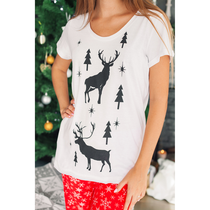 Футболка женская KAFTAN "Новый год", белый, р-р 50-52, 100% хлопок