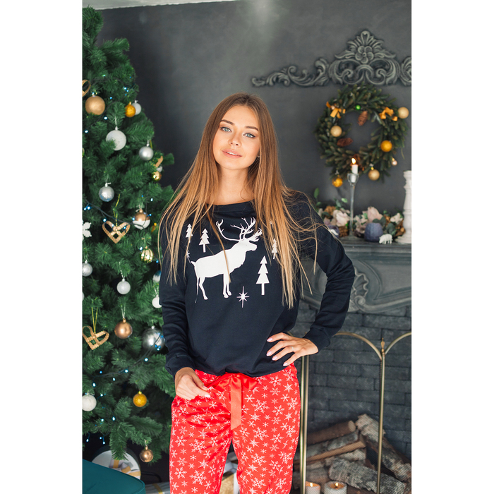 Толстовка женская KAFTAN "Новый год!", чёрный, размер 42-44, 100% хлопок