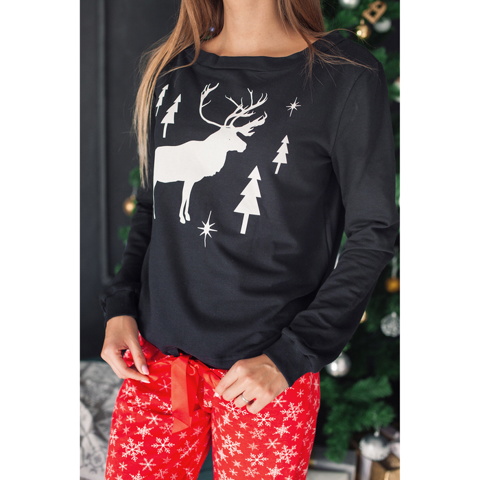 Толстовка женская KAFTAN "Новый год!", чёрный, размер 42-44, 100% хлопок