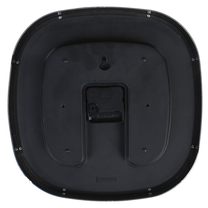 Часы настенные серия Плюс, квадрат, рама хром с круг углами, черный циферблат 30х30см