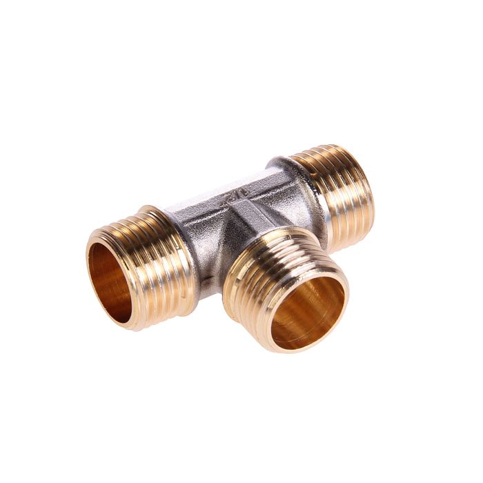 Тройник JIF, 1/2", наружная резьба, никелированный, латунь