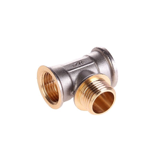 Тройник JIF, 1/2", внутренняя/наружная/внутренняя резьба, никелированный, латунь