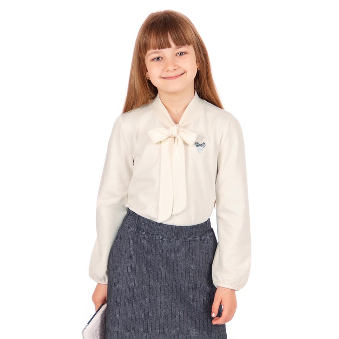 Джемпер для девочки "Школьная пора", рост 134 см (68), цвет белый, принт сердце ДДД681804