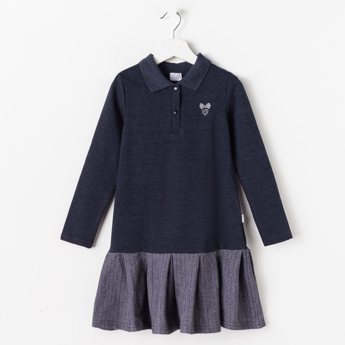 Платье для девочки "Школьная пора", рост 122 см (62), цвет тёмно-серый, принт сердце ДПД6858 26263