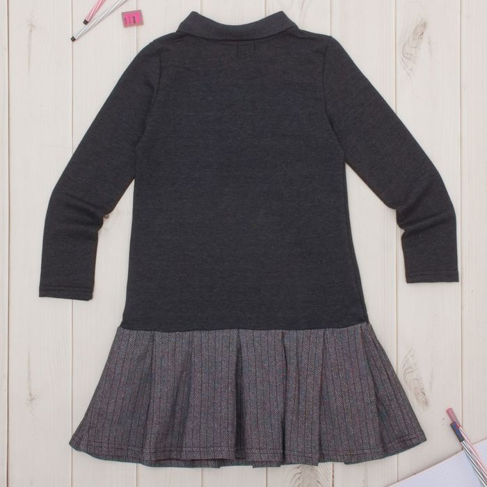 Платье для девочки "Школьная пора", рост 122 см (62), цвет тёмно-серый, принт сердце ДПД6858 26263