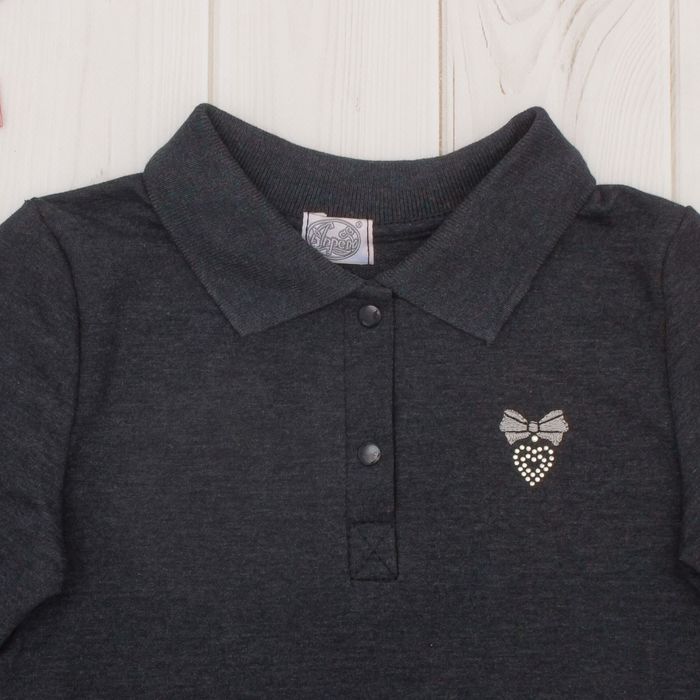 Платье для девочки "Школьная пора", рост 128 см (64), цвет тёмно-серый, принт сердце ДПД6858 26263