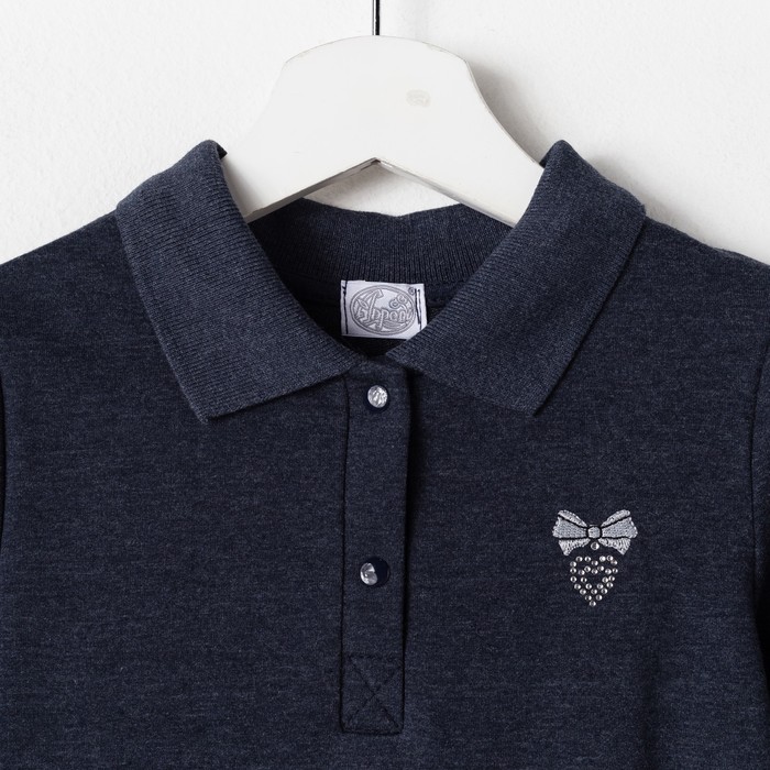 Платье для девочки "Школьная пора", рост 128 см (64), цвет тёмно-серый, принт сердце ДПД6858 26263