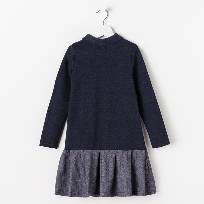 Платье для девочки "Школьная пора", рост 128 см (64), цвет тёмно-серый, принт сердце ДПД6858 26263